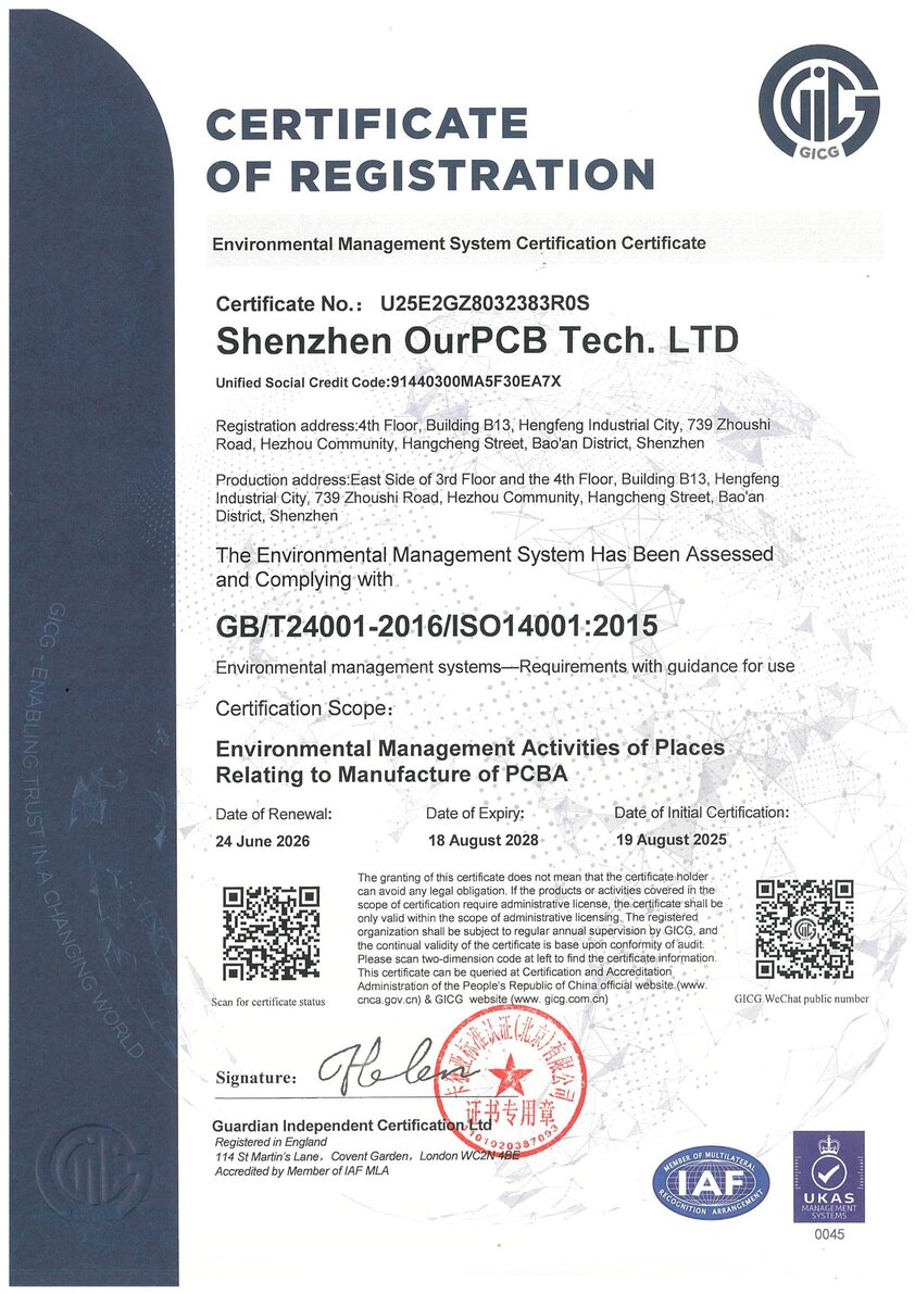 ISO 14001 certificate scan